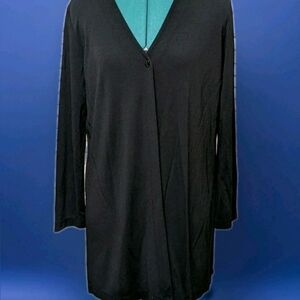 Josephine Chaus Cardigan Black 1x Duster Wrinkle Free Plus Size